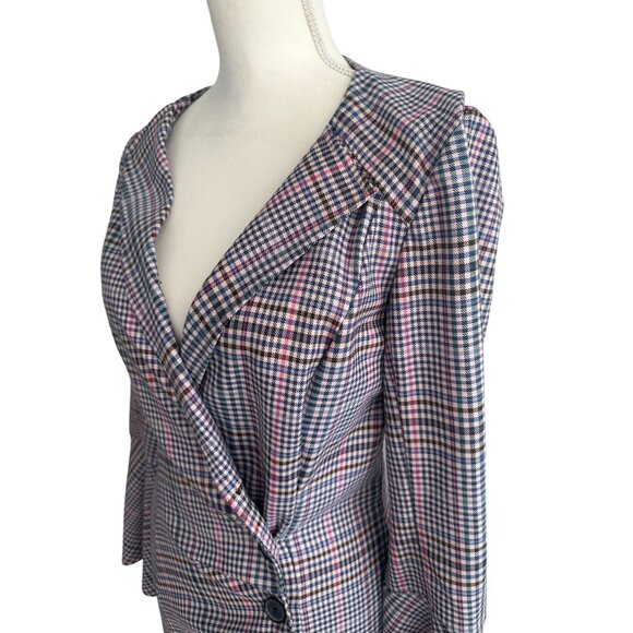 PARKER Plaid Side Button Blazer Dress Size 8 - Picture 4 of 7